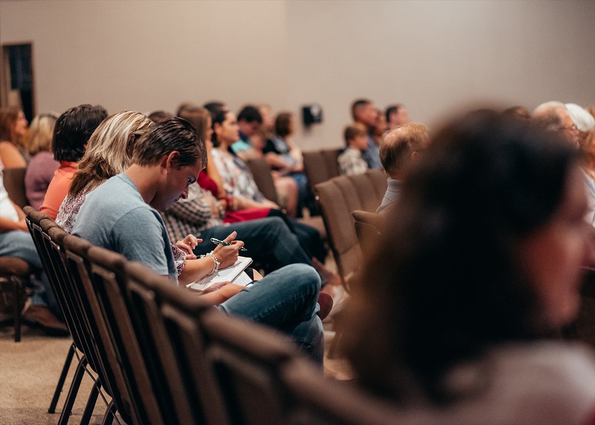 The Oasis congregation seated together during a Sunday service